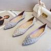 Luxury 2024  New French Style Fairy Gentle Flat Shoes Pearl Casual Work Flat Bottom Pointed Shallow Mouth Classic Women's Shoes