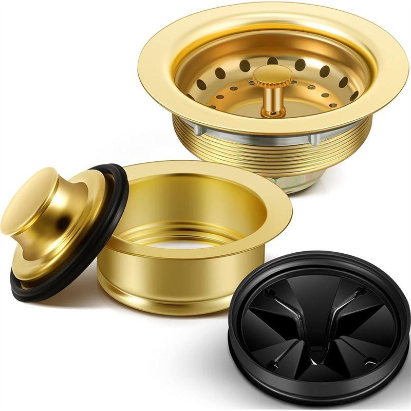 ABBP-3-1/2 Inch Kitchen Sink Drain Strainer Assembly Garbage Disposal Flange Stopper Plug Garbage Disposal Splash Guard золотой