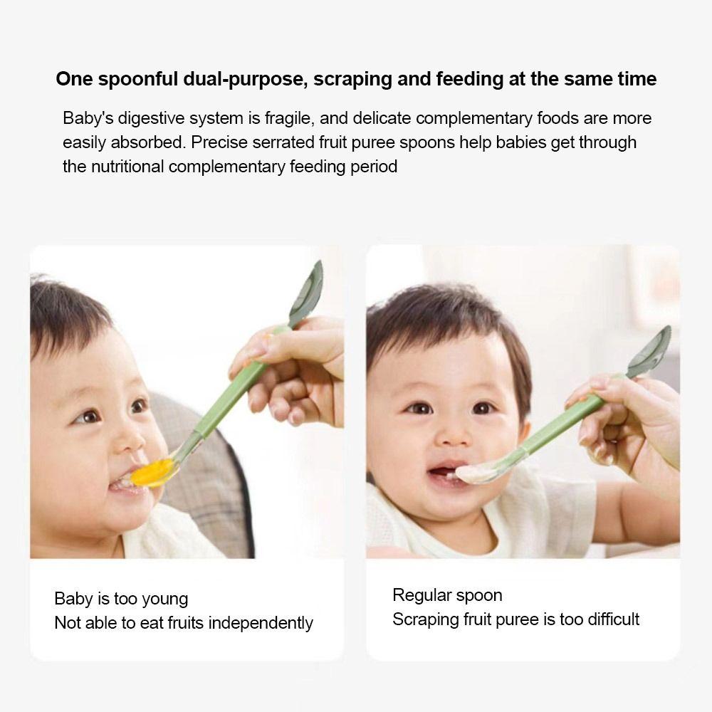 Silicone Complementary Food Spoon Double-Ended Fruit Scraper Spoon Portable Feeding Spoon