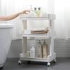 Wheeled Bathroom Shelf: Multi-Layer Floor-Standing Rack for Toiletries, Snacks, and Drinks Storage Cart.