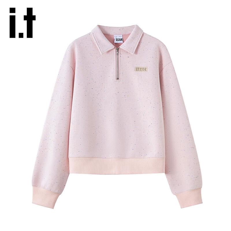 Izzue IT Women's Fall Colorful Speckle Half-Zip Polo Sweatshirt