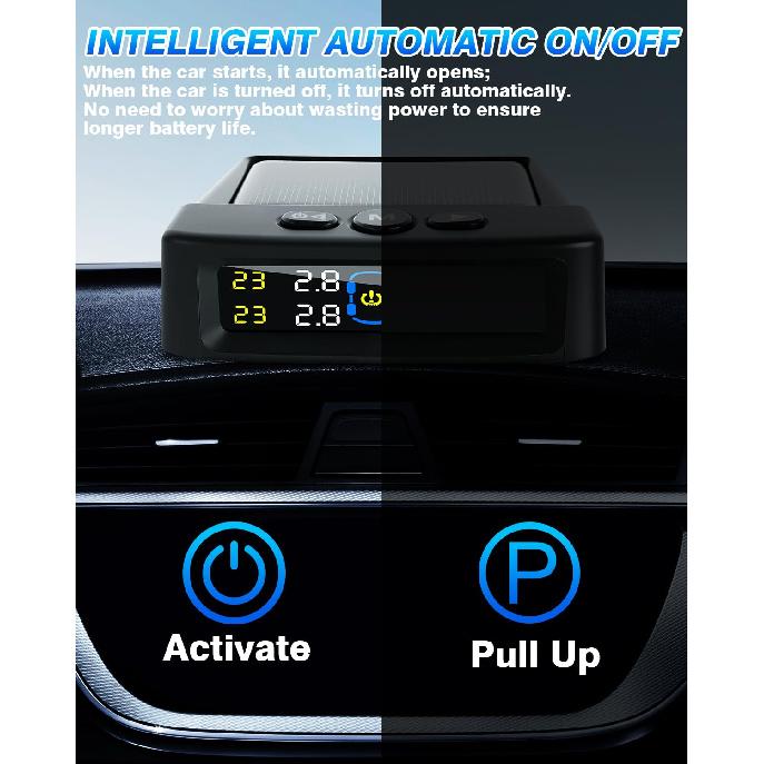 Tire Pressure Monitoring System,RV Tire Pressure Monitor System With Solar Charge Or USB, Tire Monitoring System With 4 Sensors & 6 Alarm Modes