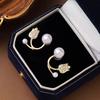 Tulip Flower Earrings Sweet Fashionable and High-end Pearl Earrings Retro Temperament Simple Earrings