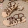 Women's Plus Size Casual Sandals Cross Strap Design Round Toe Open Back Flat Sole Comfortable Lightweight Summer Footwear