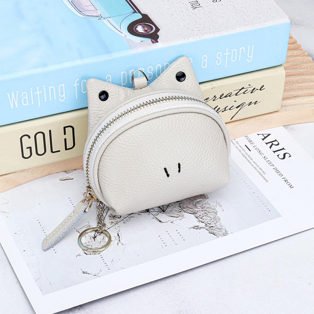 Leather Coin Purse Pouch Mini Wallet Change Purses with Keychain Women Zipper Closure Small Coin Holder Student Wallets