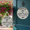 2D Flat Rustic Metal Garden Sign Happy Place Wall Art Decorative Outdoor Yard Plaque for House Porch