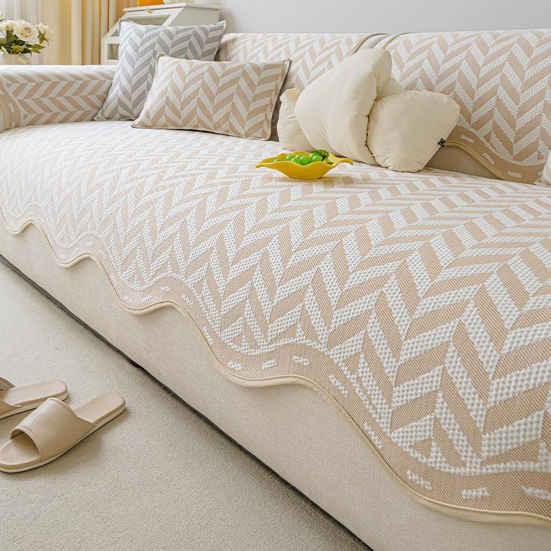 New Ice Silk Cold Bean Sofa Cushion Summer Cool Non-Slip Sofa Seat Cushion Special-Shaped Straight Sofa Cover