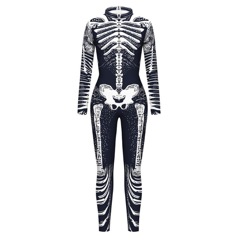 Halloween Costume onesie Body Tights Digital Printing Tights Skeleton Connection