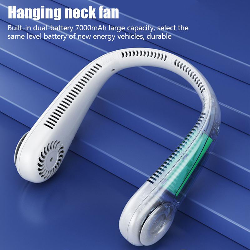 Bladeless Hanging Neck Fan Handfree 3 Speeds USB Mini Portable Fan Summer Travel Outdoor Sports Fan Portable Charging Head Fan