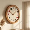 Wooden Wall Clock WoodGrain Raised Numerals Timepiece