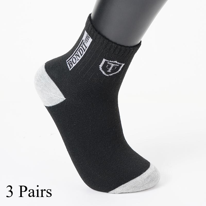 

3 пары мужских повседневных носков средней длины с принтом в виде щита, впитывающие пот и дезодорирующие спортивные носки one size