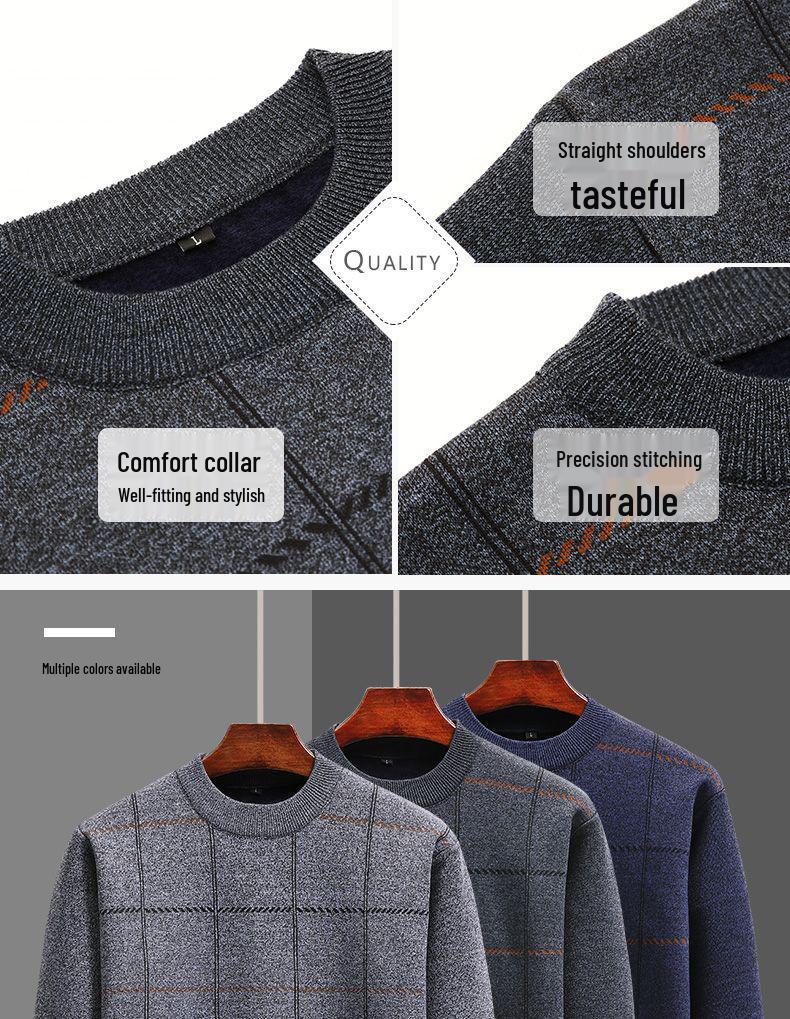 Woodpecker Dad Fleece-Lined Sweater: Warm, Thick Knit for Autumn/Winter – Ideal for Middle-Aged and Elderly, Perfect for Grandpa.