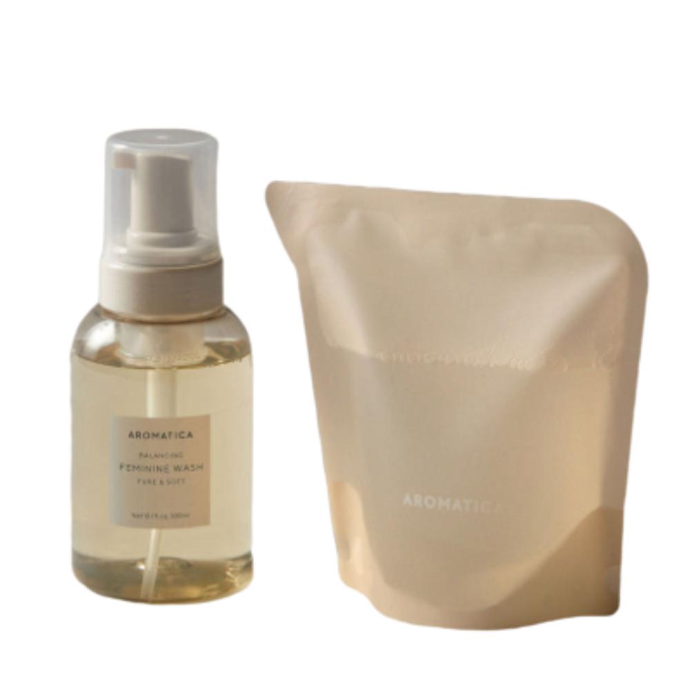 

AROMATICA Набор: Гель для интимной гигиены Pure & Soft 170 мл + Рефил 300 мл Низкое раздражение Уход за Y-зоной Ежедневный очищающий гель для женщин