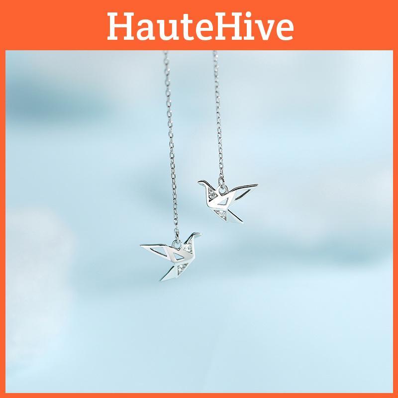 Diamond Yixuan Sparkling Origami Crane Ear Threader Popular Chain Design Element
