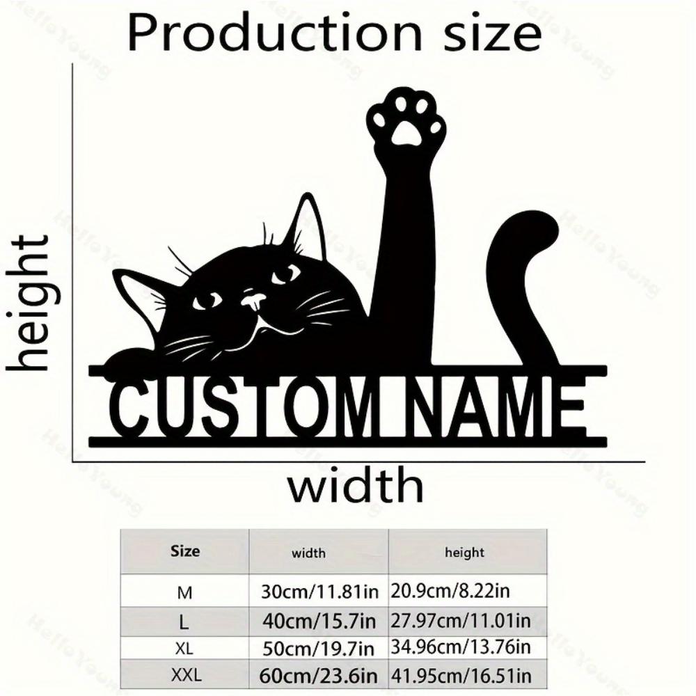 Винтажное Черное Кошка Металлическое Настенное Искусство Индивидуальная Табличка с Именем Домашний Декор 30cm