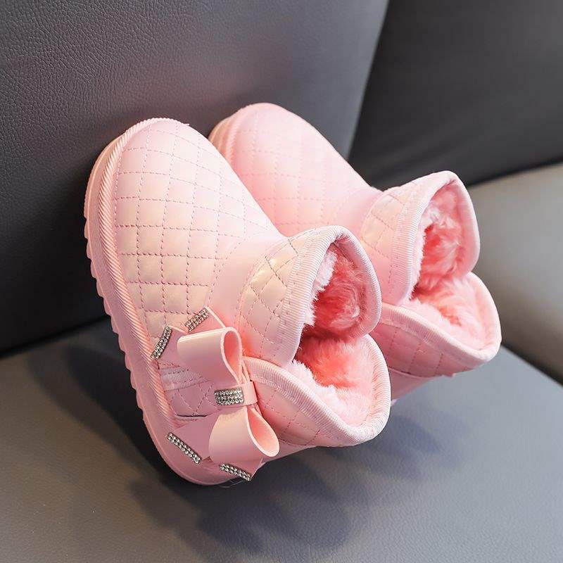 Children's snow boots 2025 winter new versatile warm girls cotton boots winter shoes sweet thickened warm short boots tide