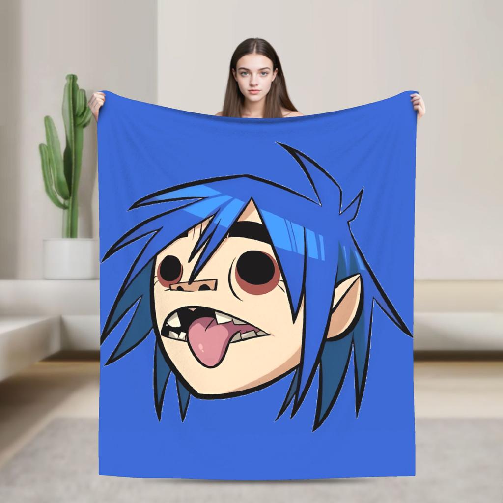 Gorillazs Punk Rock Blanket Super Warm Aesthetic Plush Throw Blanket For Couch Chair Sofa Bed Travel Flannel Bedspread Bed Cover