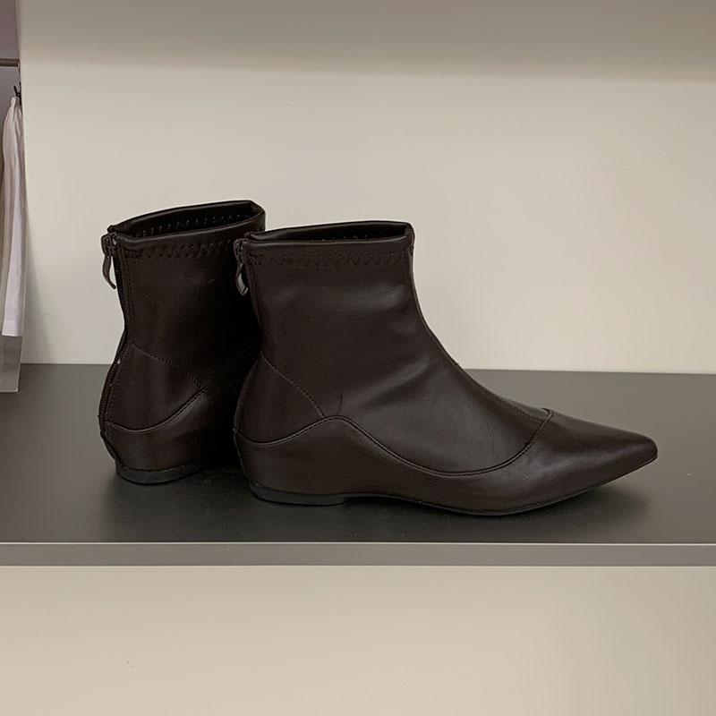 Mode Schuhe mit Höhenerhöhung Damen Ballerinas Stiefeletten Damenmode Spitz Zehenbereich Moderne Damen Kurze Stretchstiefel Schuhe Dame