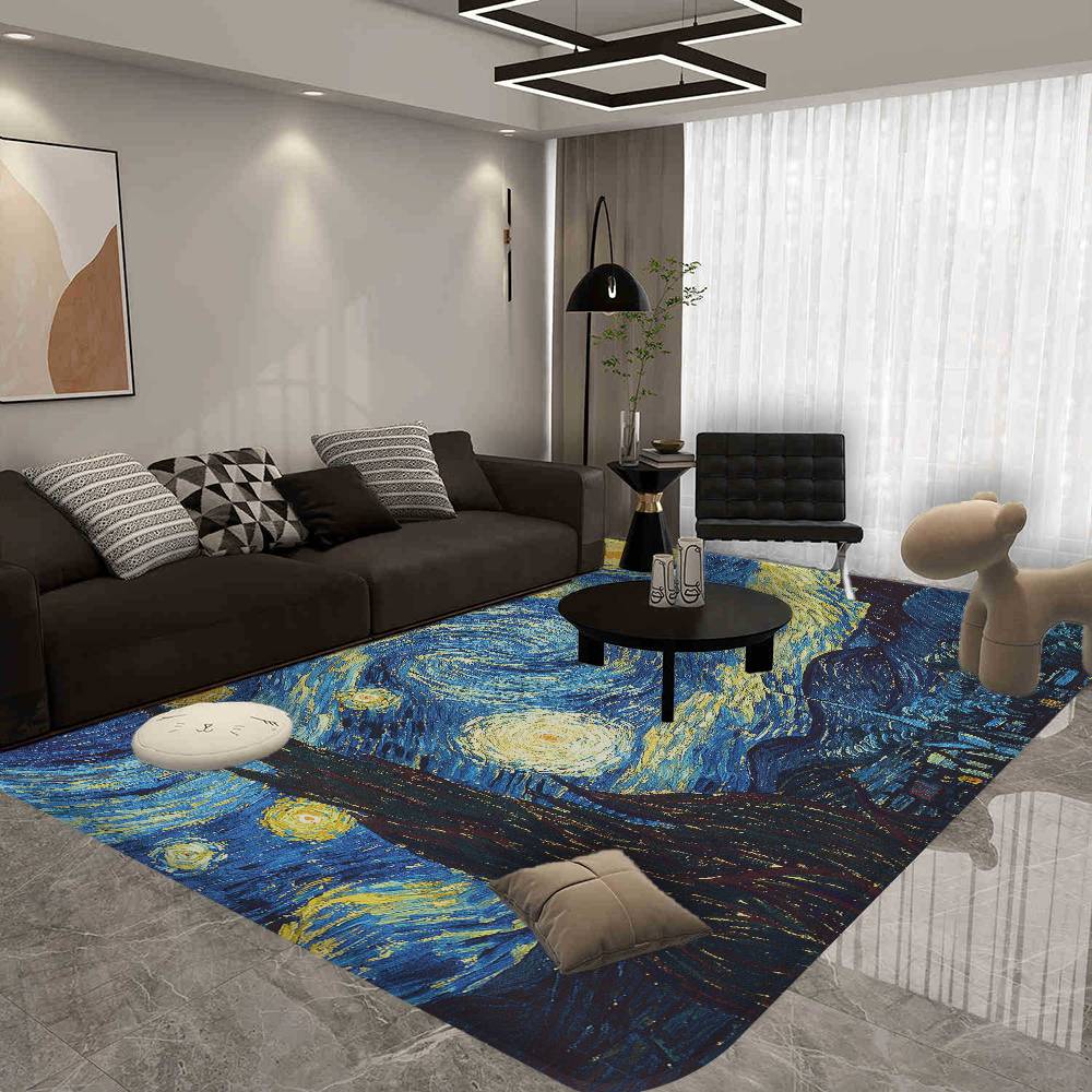 Starry Night Van Gogh Art Bathroom Mat Retro Multiple Choice Living Room Kitchen Rug Non-Slip Bedside Mats