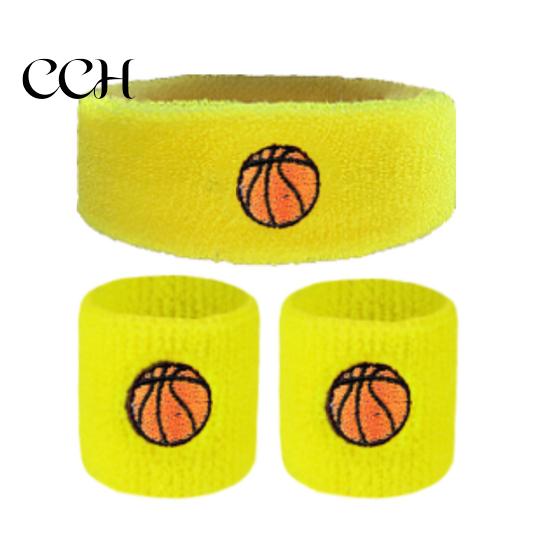 Bequemes Sport-Armband 1 Set Kinder-Stirnband Ballstickerei Dehnbar Atmungsaktiv Jungen Mädchen Schweißabsorbierend Gestrickt Basketball Volleyball