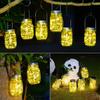 30 LED Solar Mason Jar Lights Waterproof Fairy Firefly Jar Lid with Handles Lights For Patio Garden Wedding Decoration (No Jar)