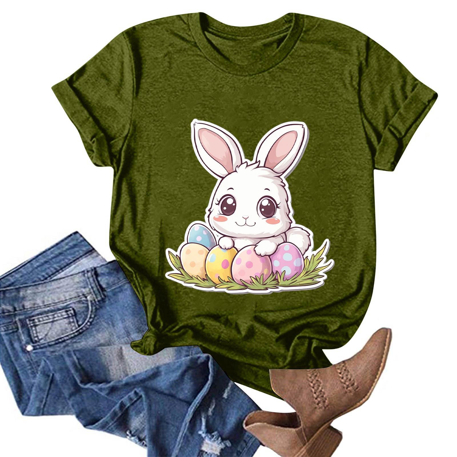 

Женская модная повседневная футболка с круглым вырезом и принтом, пуловер с короткими рукавами, топ L армия зеленый