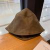 Black Suede Fisherman Hat for Women In Autumn and Winter Korean Style Japanese Trendy Face Showing Small Bucket Hat