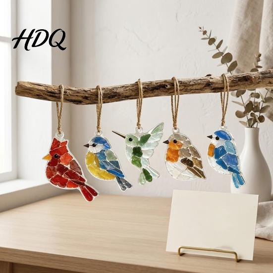 Holiday Window Decorations 5Pcs Acrylic Suncatcher Hangings Sea Glass Collage Kit