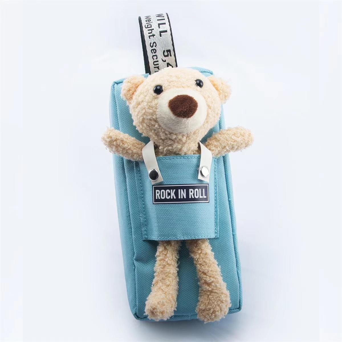 

Детский пенал корейской версии с изображением медведя, съемный двухслойный, большой емкости, сумка для канцелярских принадлежностей, простой пенал Sky blue -1