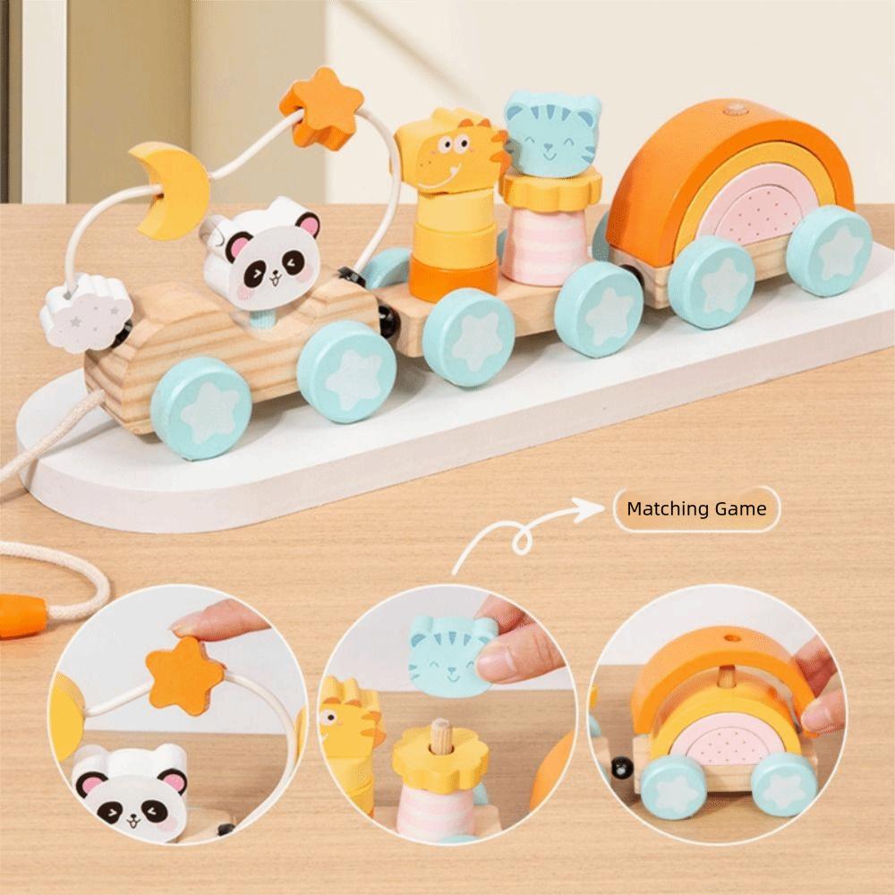 Educational Magnetic Wooden Train Toys Magnetic Digital Train  Toddler