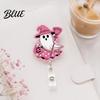 Clear Acrylic Retractable Badge Reel Halloween Ghost Reel Glitter Holder Clip Cute Pink Starlight ID Name for Women Nurse Teacher Medical