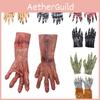 Gory Black And Red Blood Gloves Realistic Halloween Costume Props Latex