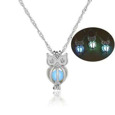 Štýl Svietiaci prívesok so sovou Náhrdelník Roztomilý Luminózny Šperk Choker 3Farby Atmosféra Narodeninový Darček Pre Ženy Náhrdelník z Nerezovej Ocele