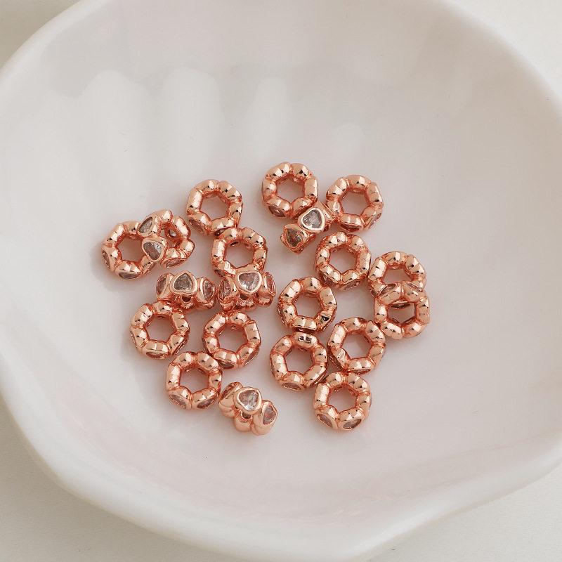 14K Gold Plated Bunte Zirkon Herz Abstandshalter Perlen für DIY Schmuck Zubehör