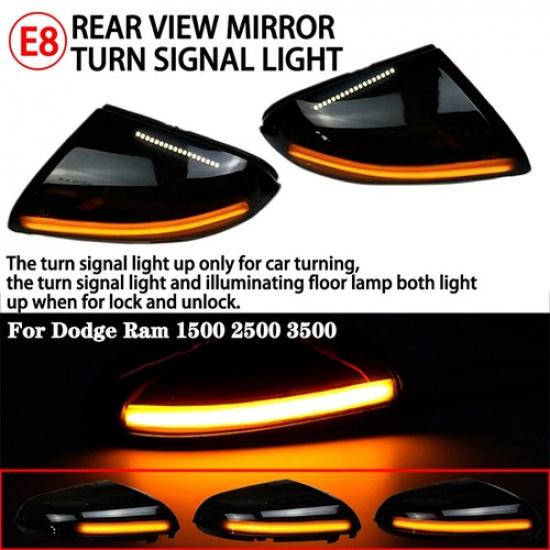 2X Sequential LED Mirror Turn Signal Puddle Lights for 09-18 Dodge RAM 1500 2500