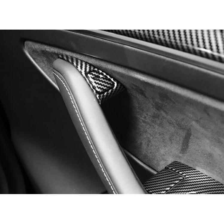 Interior Door Lock Switch Carbon Fiber Cover Trim For Tesla Model Y -