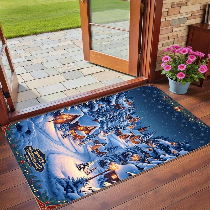 Christmas Printed Square Area Rug Soft Non Slip Floor Carpet For Bedroom Holiday Gift