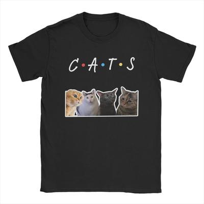 Mèmes de Chats Chats T-Shirts Viraux pour Hommes T-Shirts Vintage Manches Courtes Col Rond T-Shirts 100% Coton Hauts Originaux