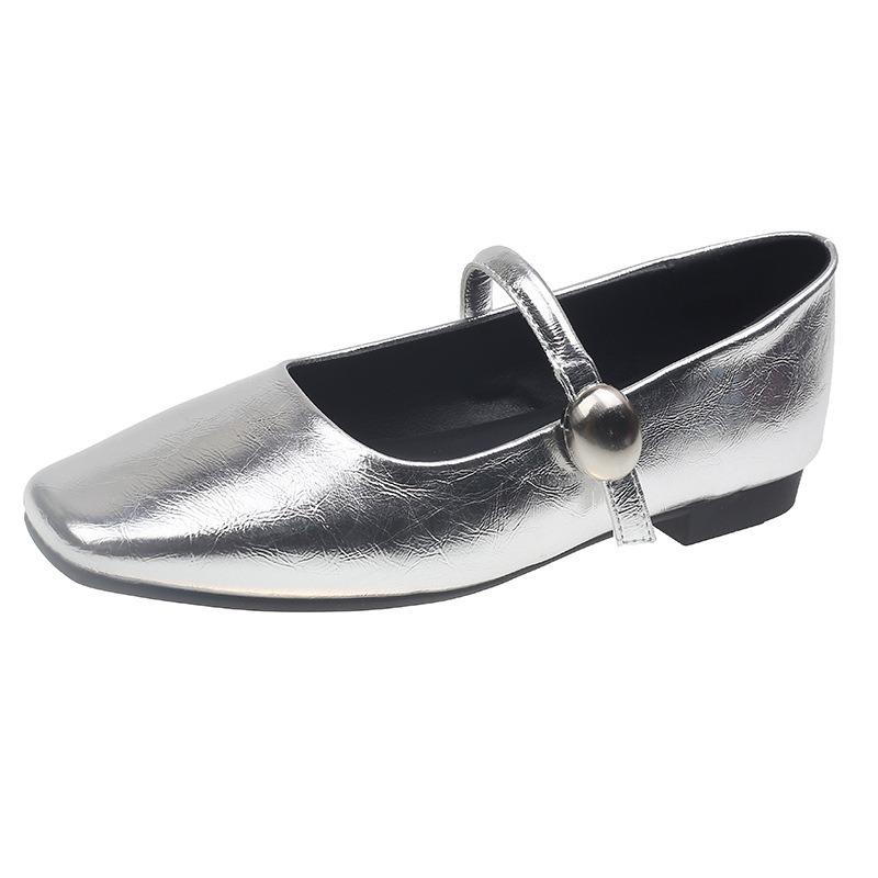 Silver single shoes women's new summer shallow mouth beautiful not tired feet Mary Jane women's shoes with skirt