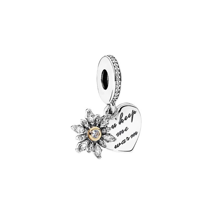 Pandora Snowflake And Heart Charm Pendant Women pendants Silver Gold 792012CZ_P1 Box