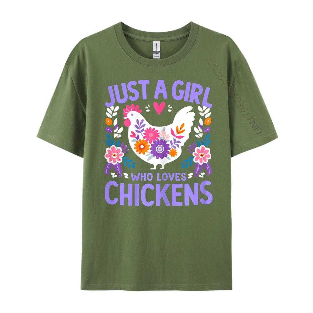 Just A Girl Who Loves Chickens Cute Chicken Luxury Clothing Women Shirts For Men Vaporwave