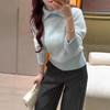 Women's Faux Mink Fur Knit Sweater: Soft, Fluffy Long Sleeve Lapel Pullover with Waist-cinching, Perfect for Autumn and Winter Commutes.