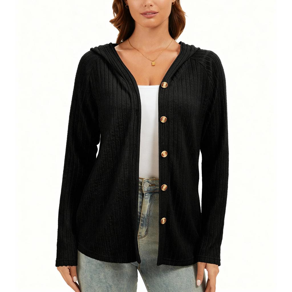 Women's Fashionable Oversized Solid-Color Top Casual Long-Sleeve Jacket