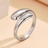 Gold Plated Stainless Steel Adjustable Water Drop Open Ring for Women