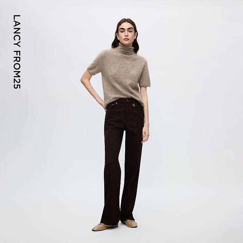 Women's Cashmere Mock Neck Short Sleeve Knit Top