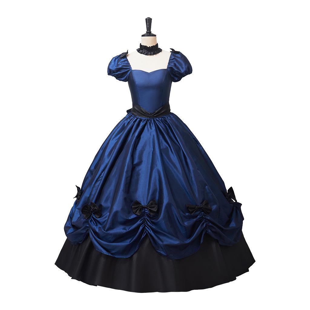 Victoria Gothic Lolita Ball Dress, Satin Princess Dress with Bow, Women's Retro Court Costume, Halloween and Role Playing Parties