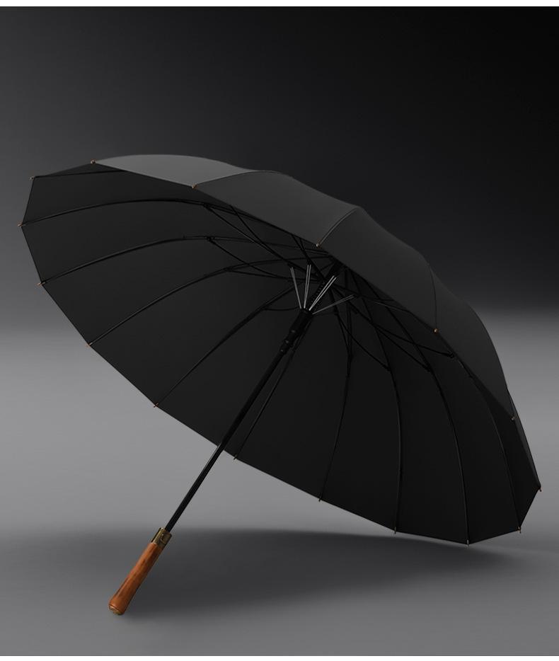 High-end wooden handle umbrella long handle umbrella straight rod dual-purpose umbrella advertising umbrella 16 bones men