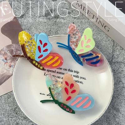 Bunte Cartoon Schmetterling Acetat Haarspange