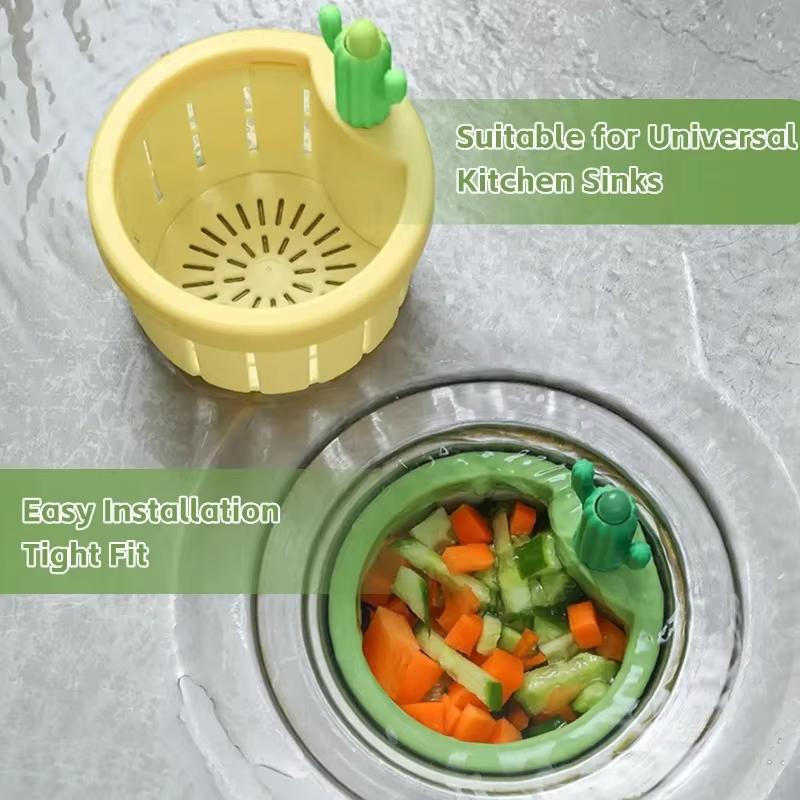 1pc Cactus Sink Drain Strainer Press Automatic Dumping Basket Multi-functional Use Filter Net for Tub Kitchen Waste Collector