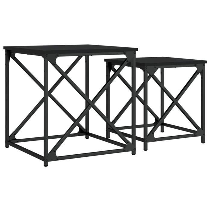 VidaXL Tables basses gigognes 2 pcs noir bois d'ingénierie 838943